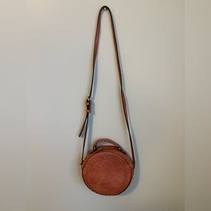 Sole Society Round Tan Faux Leather Crossbody Bag